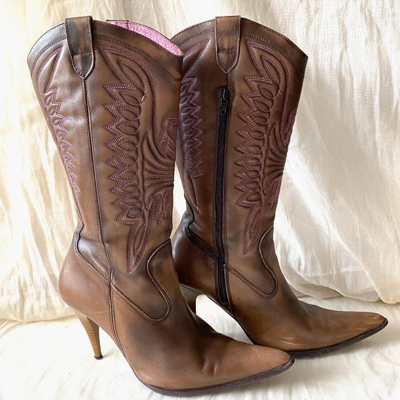 Bershka High Heel Cowgirl Boots Size 9 